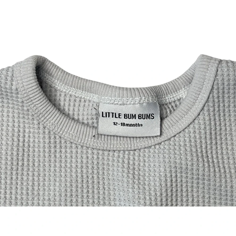 Little Bum Bums Bamboo Gray Waffle Knit‎ Top 12-18 months Long Sleeves Babycore